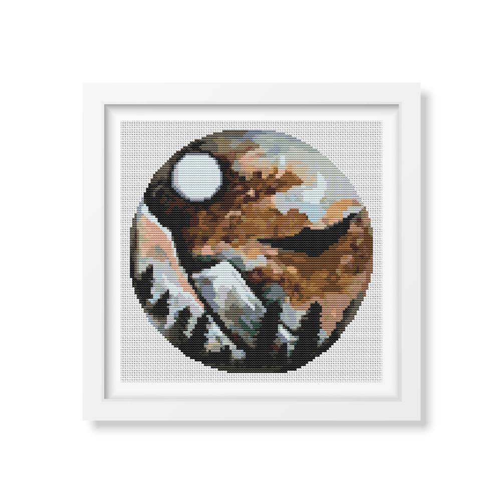 Over the Mountains Circle Counted Cross Stitch Pattern The Art of Stitch