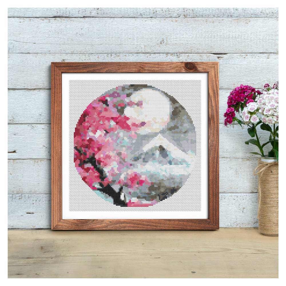 Pink Blossoms Circle Counted Cross Stitch Pattern The Art of Stitch