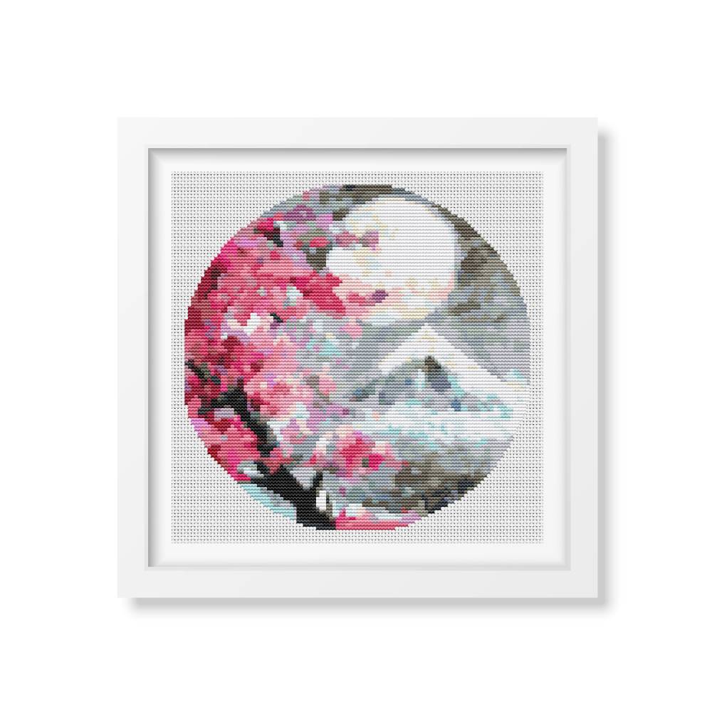 Pink Blossoms Circle Counted Cross Stitch Pattern The Art of Stitch