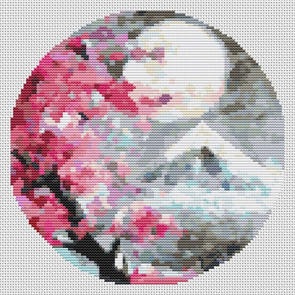 Pink Blossoms Circle Counted Cross Stitch Pattern The Art of Stitch