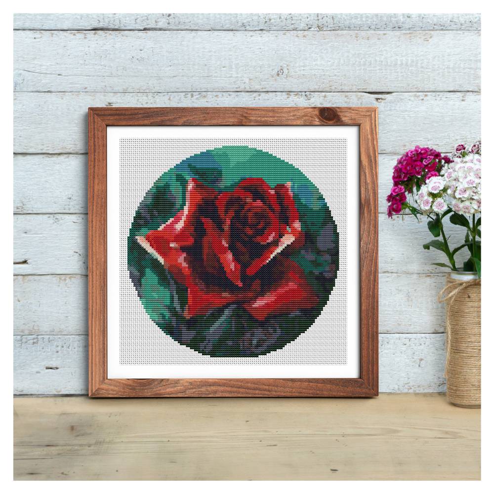 The Red Rose Circle Counted Cross Stitch Pattern The Art of Stitch