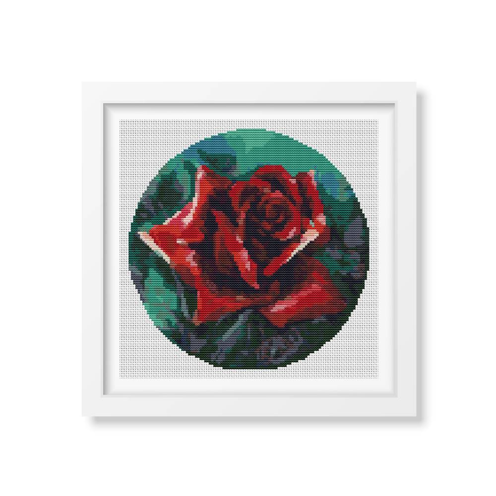 The Red Rose Circle Counted Cross Stitch Pattern The Art of Stitch