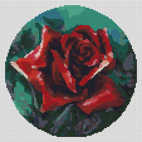 The Red Rose Circle Counted Cross Stitch Pattern The Art of Stitch