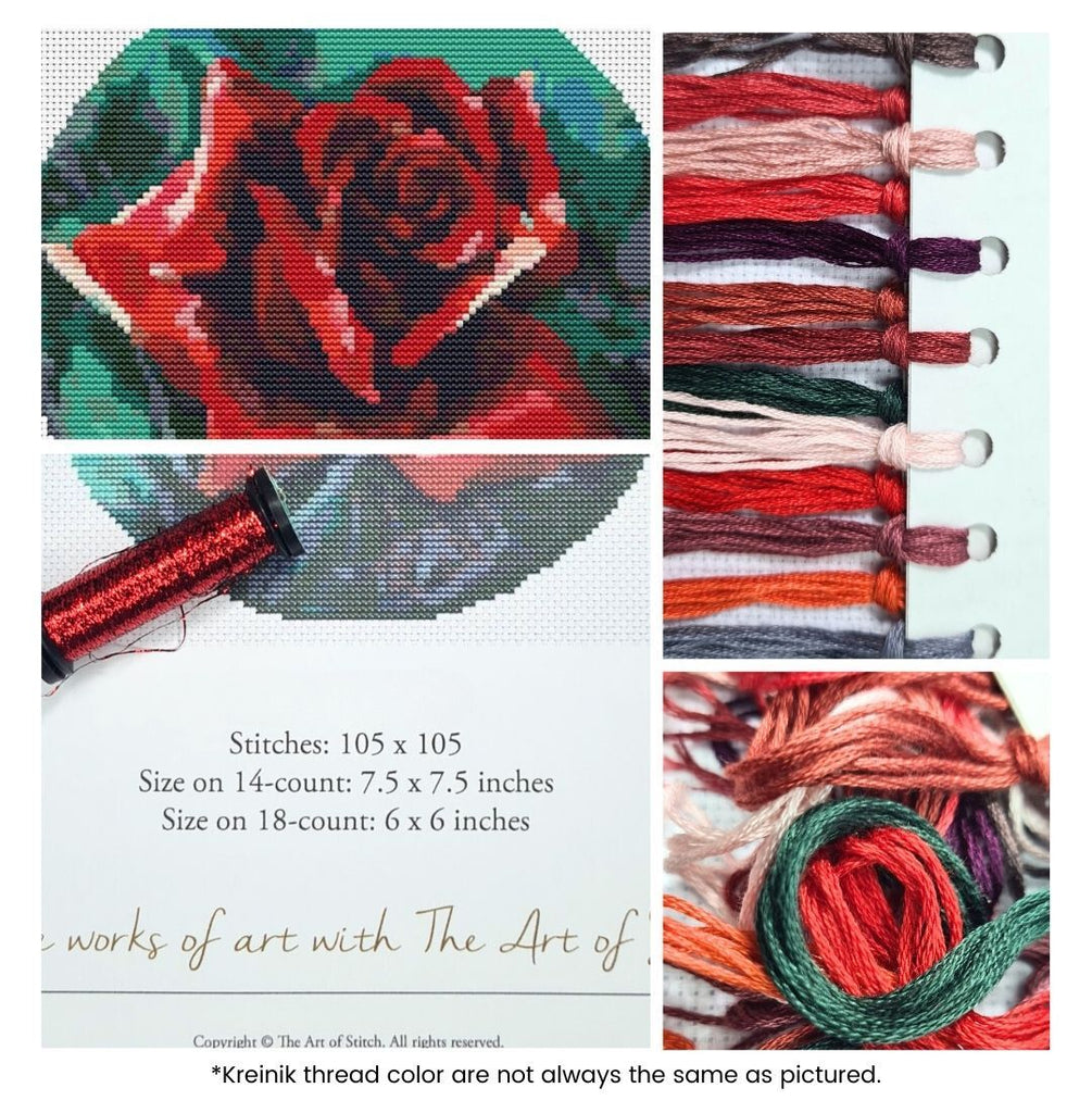The Red Rose Counted Cross Stitch Kit The Art of Stitch