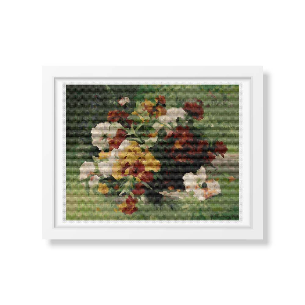 Flowers in a Willow Basket Counted Cross Stitch Kit Eugène Henri Cauchois