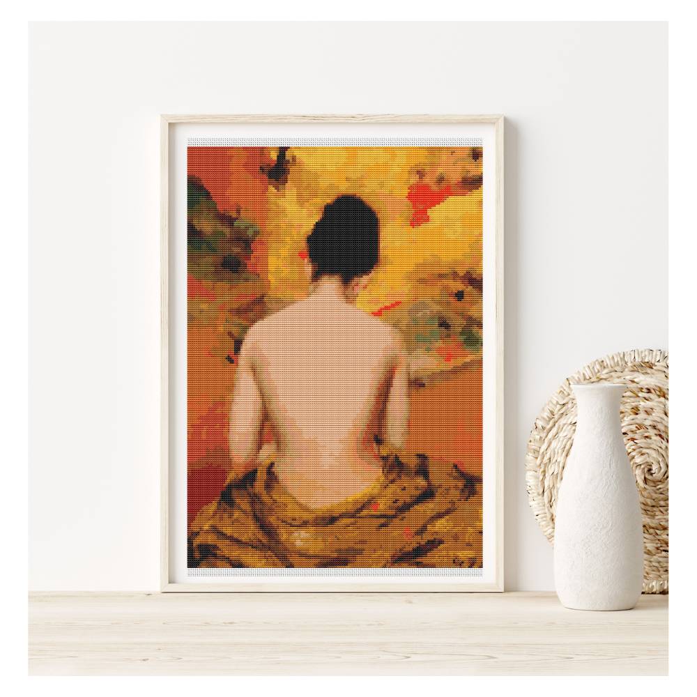 Back of a Nude Counted Cross Stitch Pattern William Merritt Chase