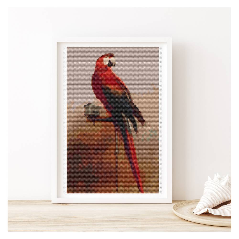 Study of a Parrot Counted Cross Stitch Pattern George Cole