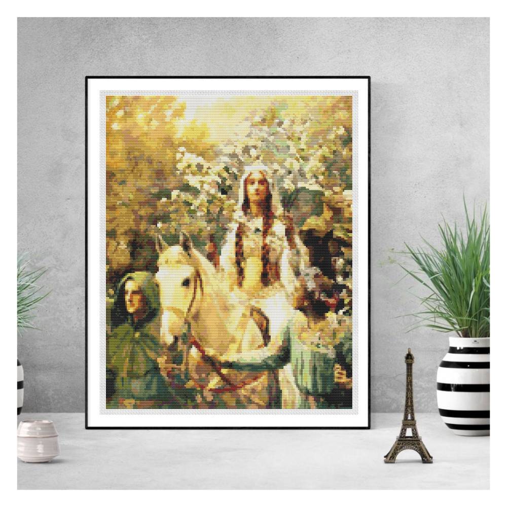 Queen Guinevere's Maying Counted Cross Stitch Pattern John Collier