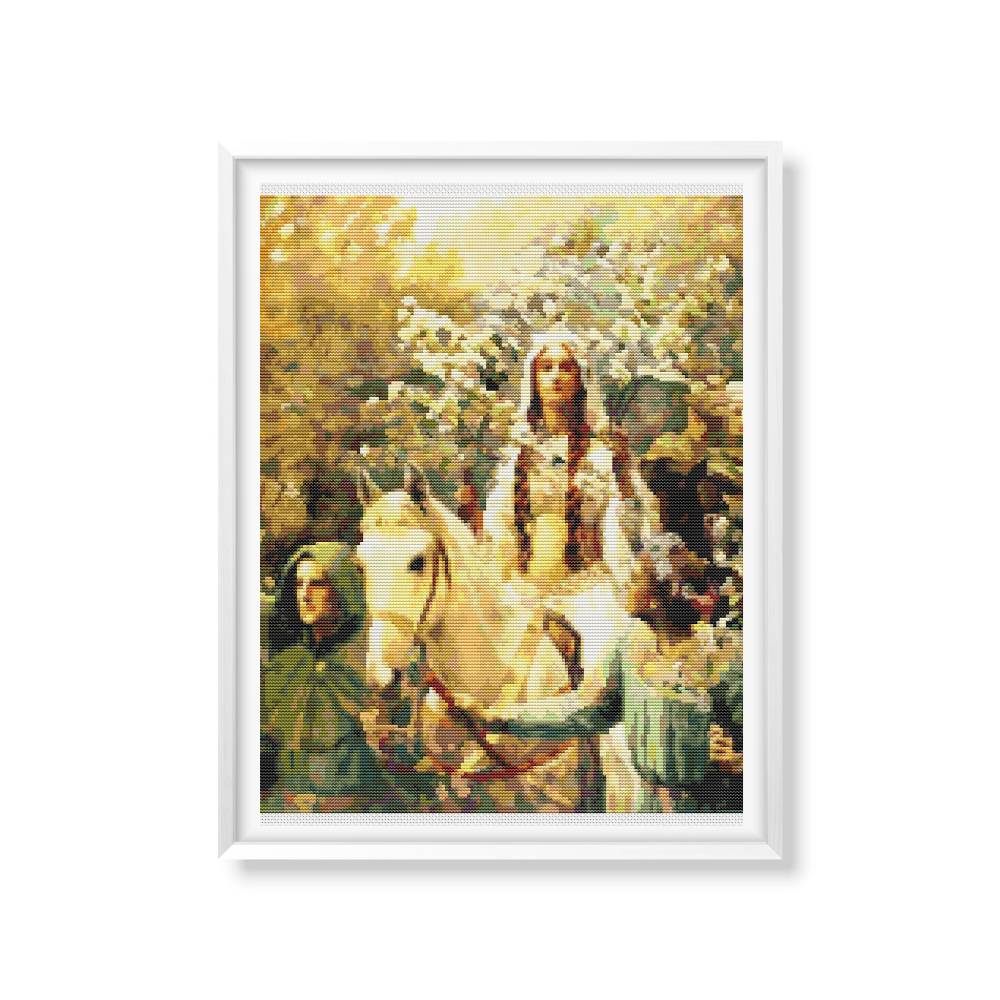 Queen Guinevere's Maying Counted Cross Stitch Pattern John Collier