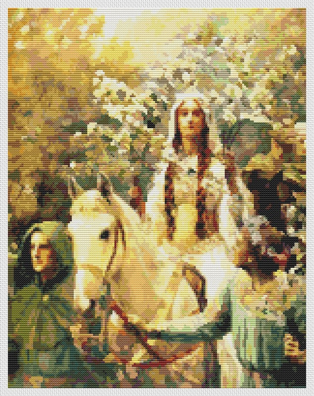 Queen Guinevere's Maying Counted Cross Stitch Pattern John Collier