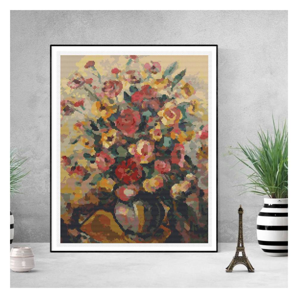 Vase with Flowers Counted Cross Stitch Pattern Nicolae Darascu