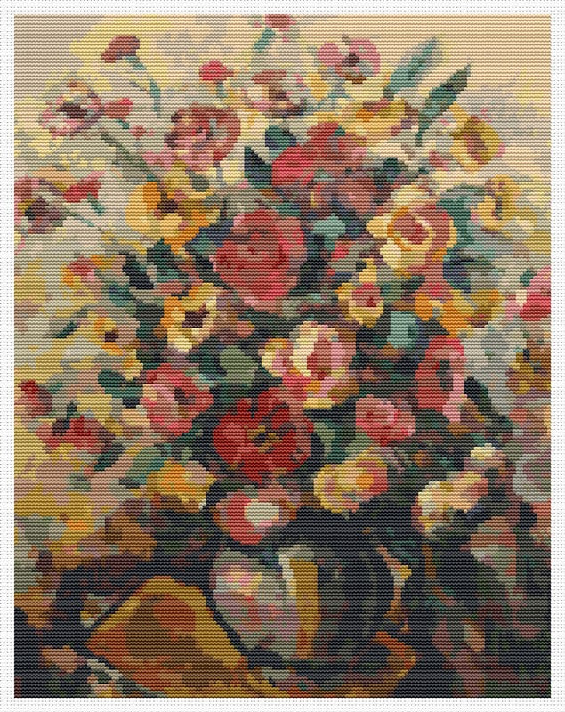 Vase with Flowers Counted Cross Stitch Pattern Nicolae Darascu