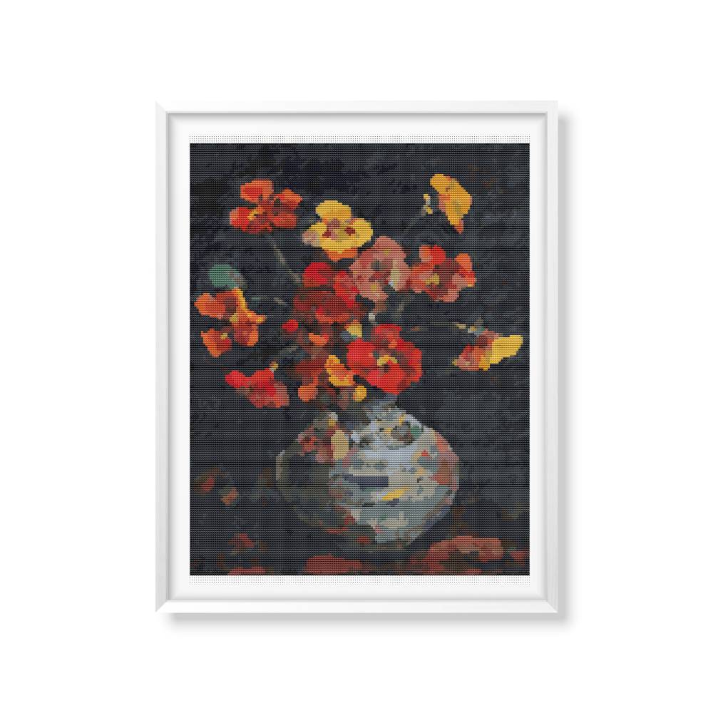 Vase with Petunias Counted Cross Stitch Pattern Nicolae Darascu