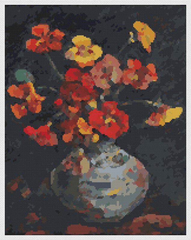 Vase with Petunias Counted Cross Stitch Pattern Nicolae Darascu