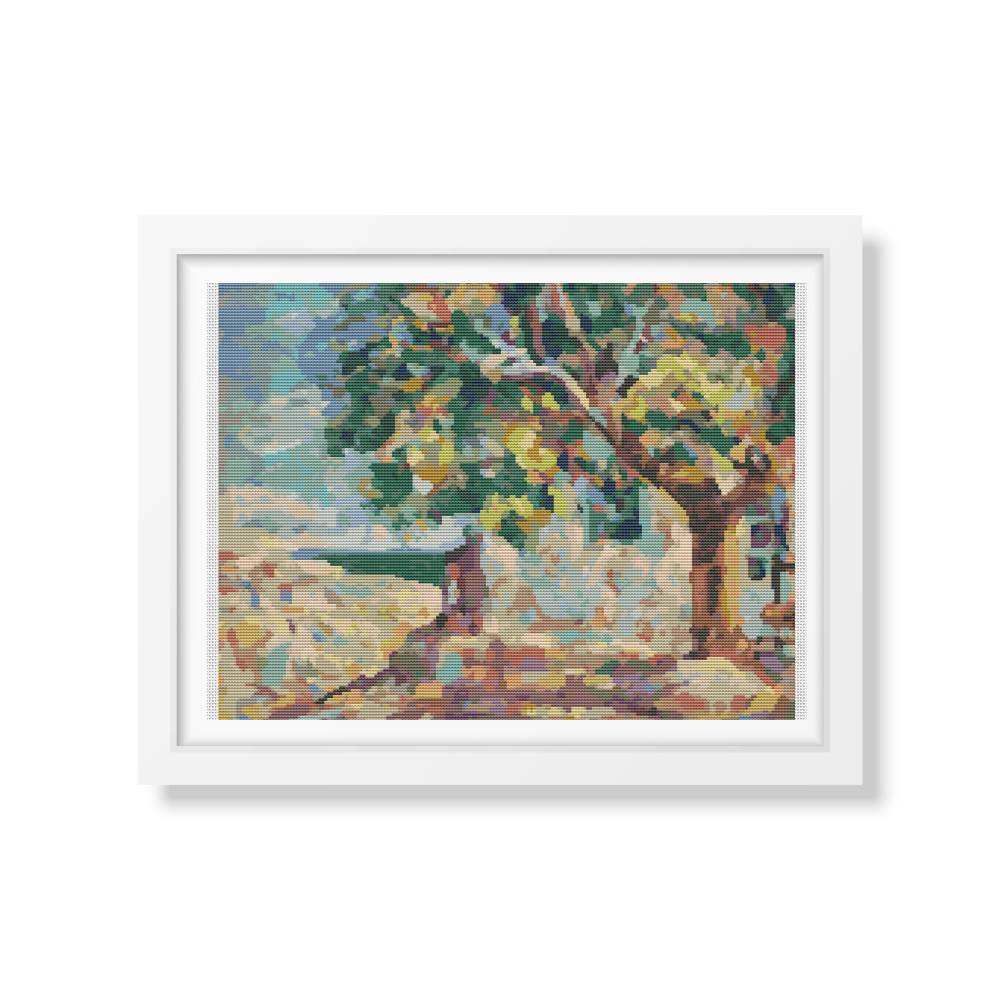 The House with Linden Tree Counted Cross Stitch Pattern Nicolae Darascu