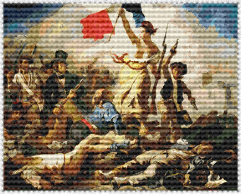 Liberty Leading the People Counted Cross Stitch Pattern Eugène Delacroix