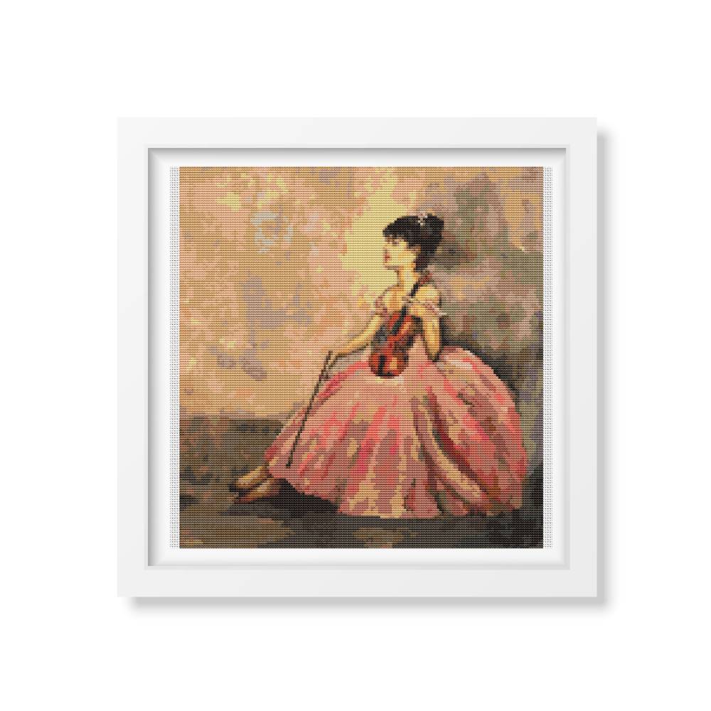 Violinist at Rest Counted Cross Stitch Pattern Sir William Russell Flint