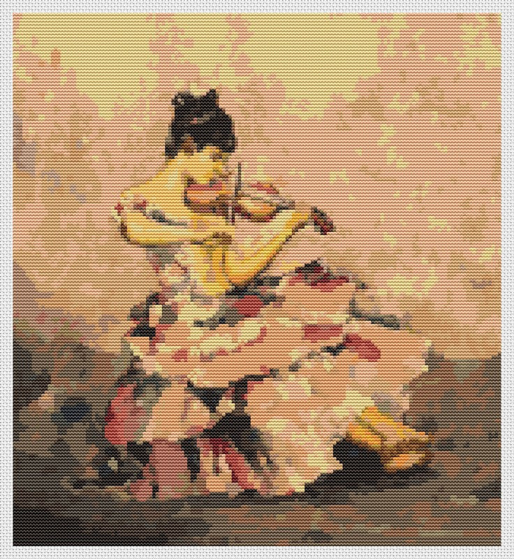 The Violinist Counted Cross Stitch Pattern Sir William Russell Flint