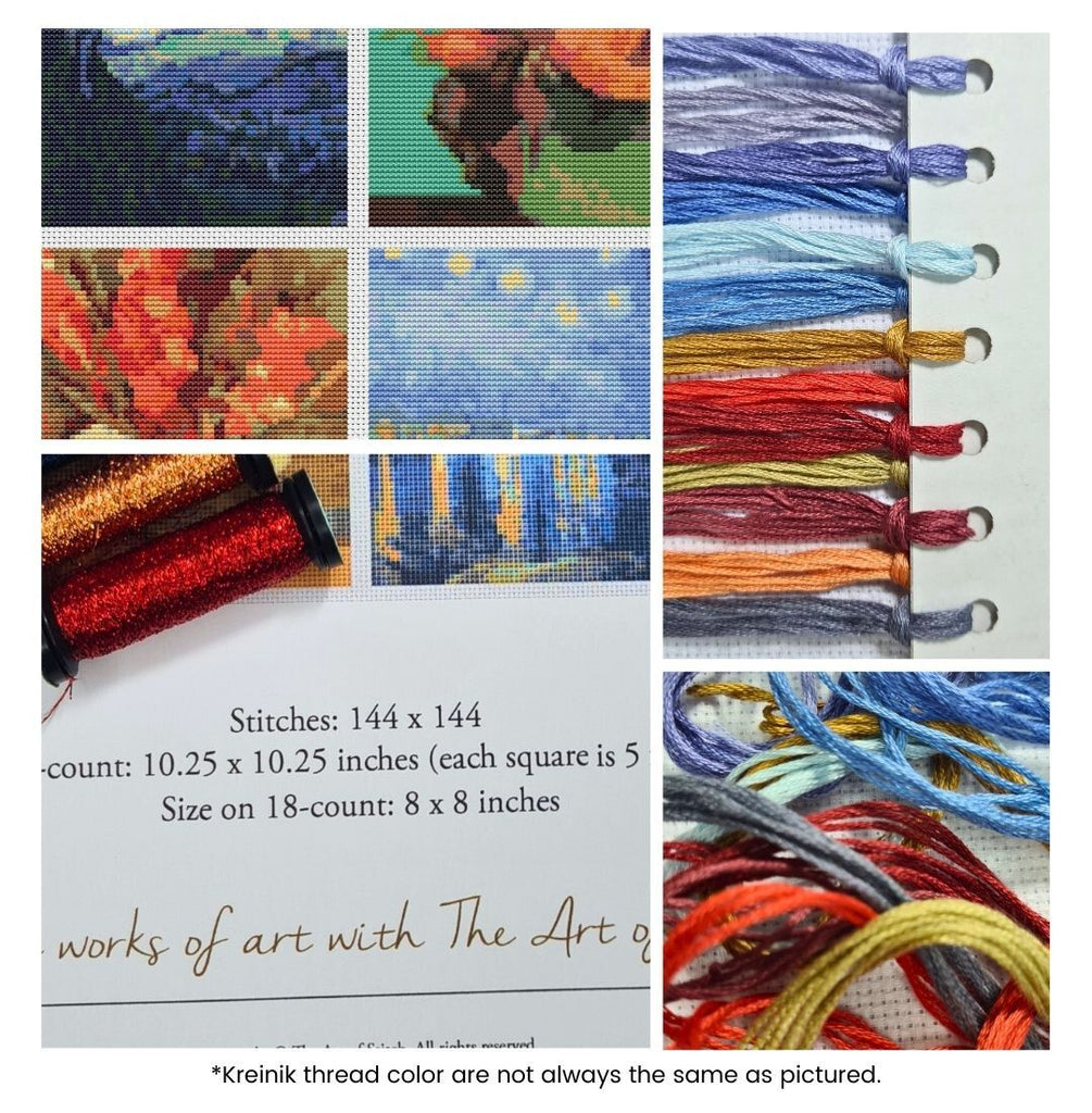 Four Squares featuring Vincent Van Gogh Counted Cross Stitch Kit Vincent Van Gogh