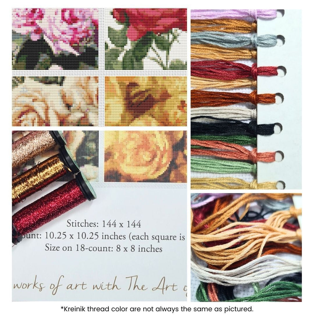 Four Squares featuring Roses Counted Cross Stitch Kit The Art of Stitch