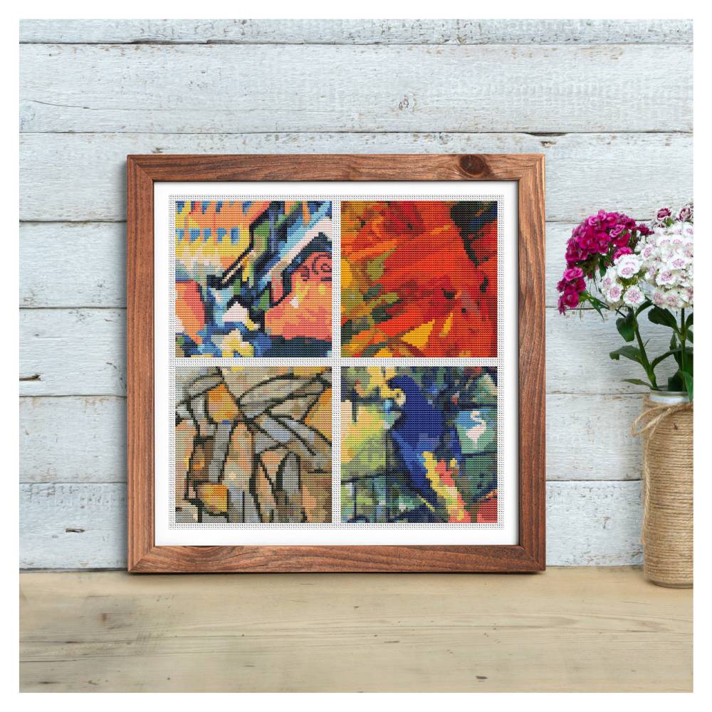 Four Squares featuring Abstract Counted Cross Stitch Pattern The Art of Stitch