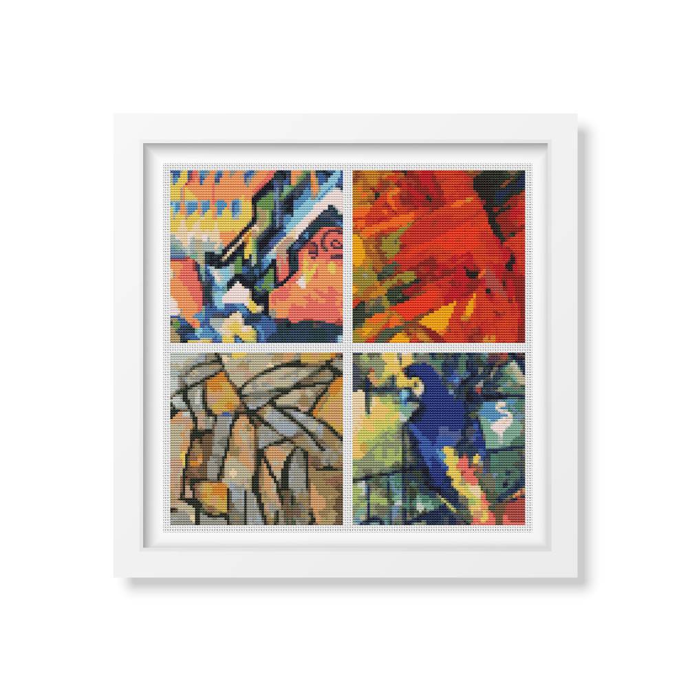 Four Squares featuring Abstract Counted Cross Stitch Pattern The Art of Stitch