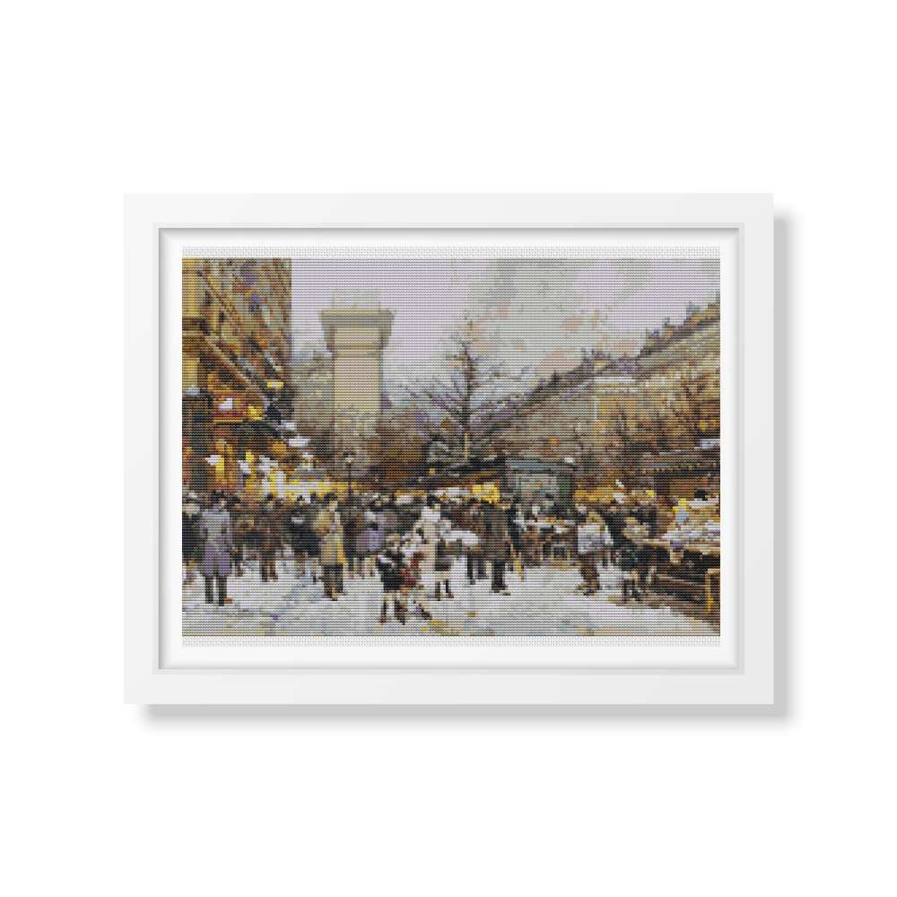 Porte Saint-Denis Counted Cross Stitch Kit Eugène Galien-Laloue