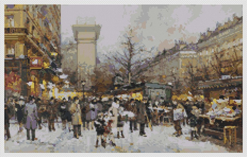 Porte Saint-Denis Counted Cross Stitch Kit Eugène Galien-Laloue