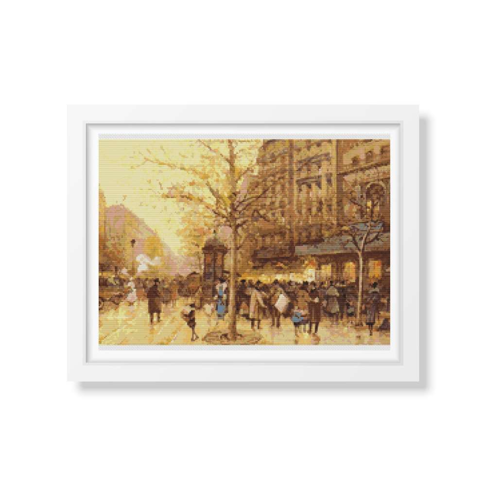 A Paris Street Scene Counted Cross Stitch Kit Eugène Galien-Laloue