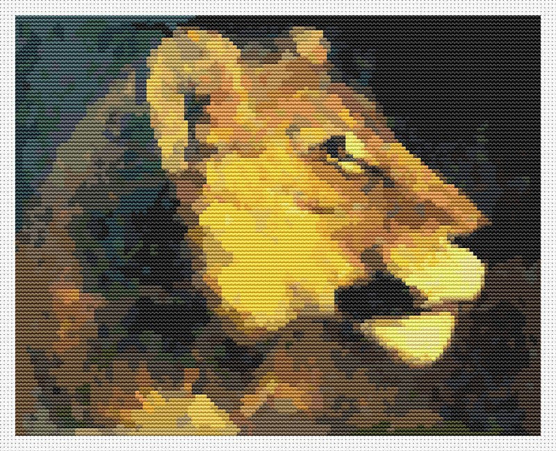 Head of Lioness Counted Cross Stitch Pattern Theodore Gericault