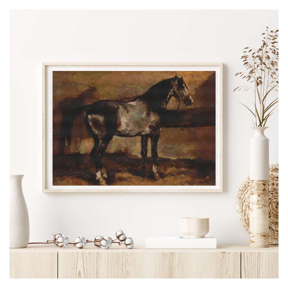 Gray Horse Counted Cross Stitch Kit Theodore Gericault