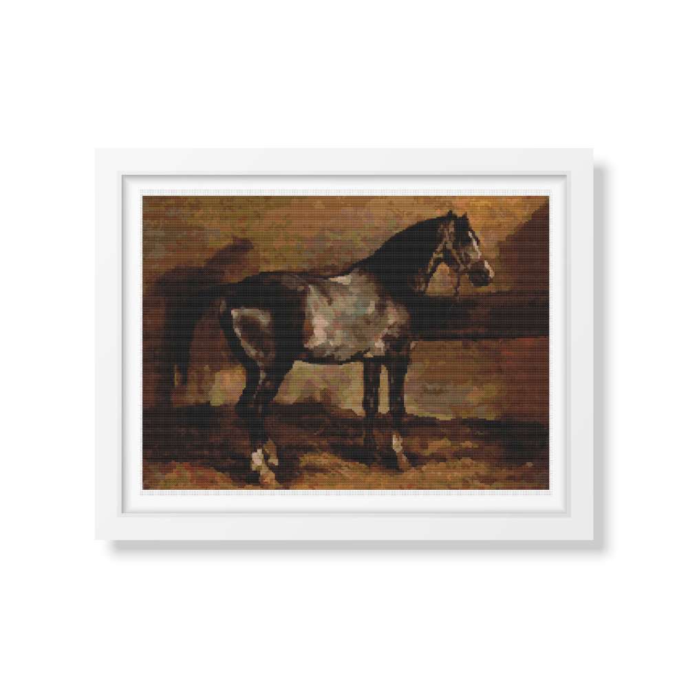 Gray Horse Counted Cross Stitch Kit Theodore Gericault