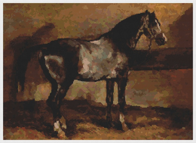 Gray Horse Counted Cross Stitch Pattern Theodore Gericault