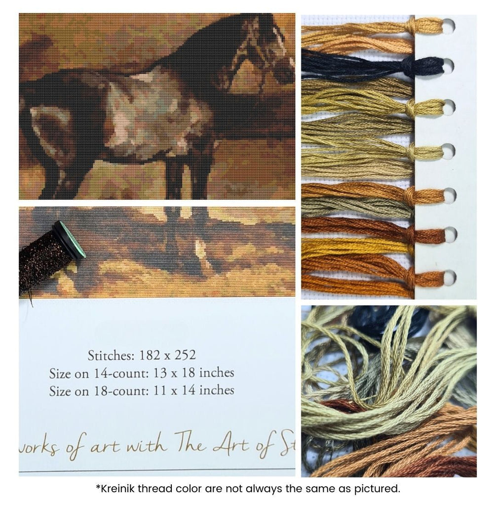 Gray Horse Counted Cross Stitch Kit Theodore Gericault