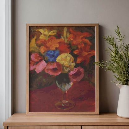 Poppies, Lilies and Blue Flowers Cross Stitch Pattern - Premium Cross Stitch Pattern - William James Glackens