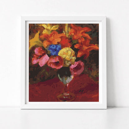 Poppies, Lilies and Blue Flowers Cross Stitch Kit - Premium Cross Stitch Kit - William James Glackens
