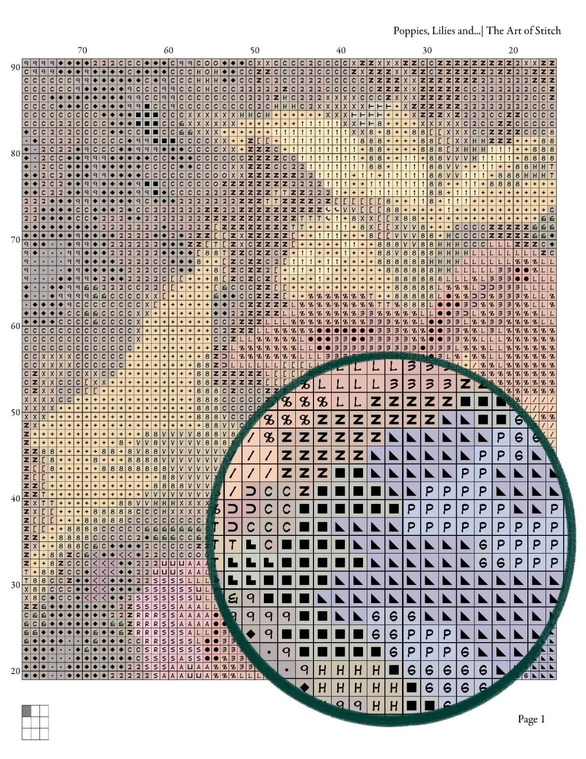 Poppies, Lilies and Blue Flowers Cross Stitch Pattern - Premium Cross Stitch Pattern - William James Glackens