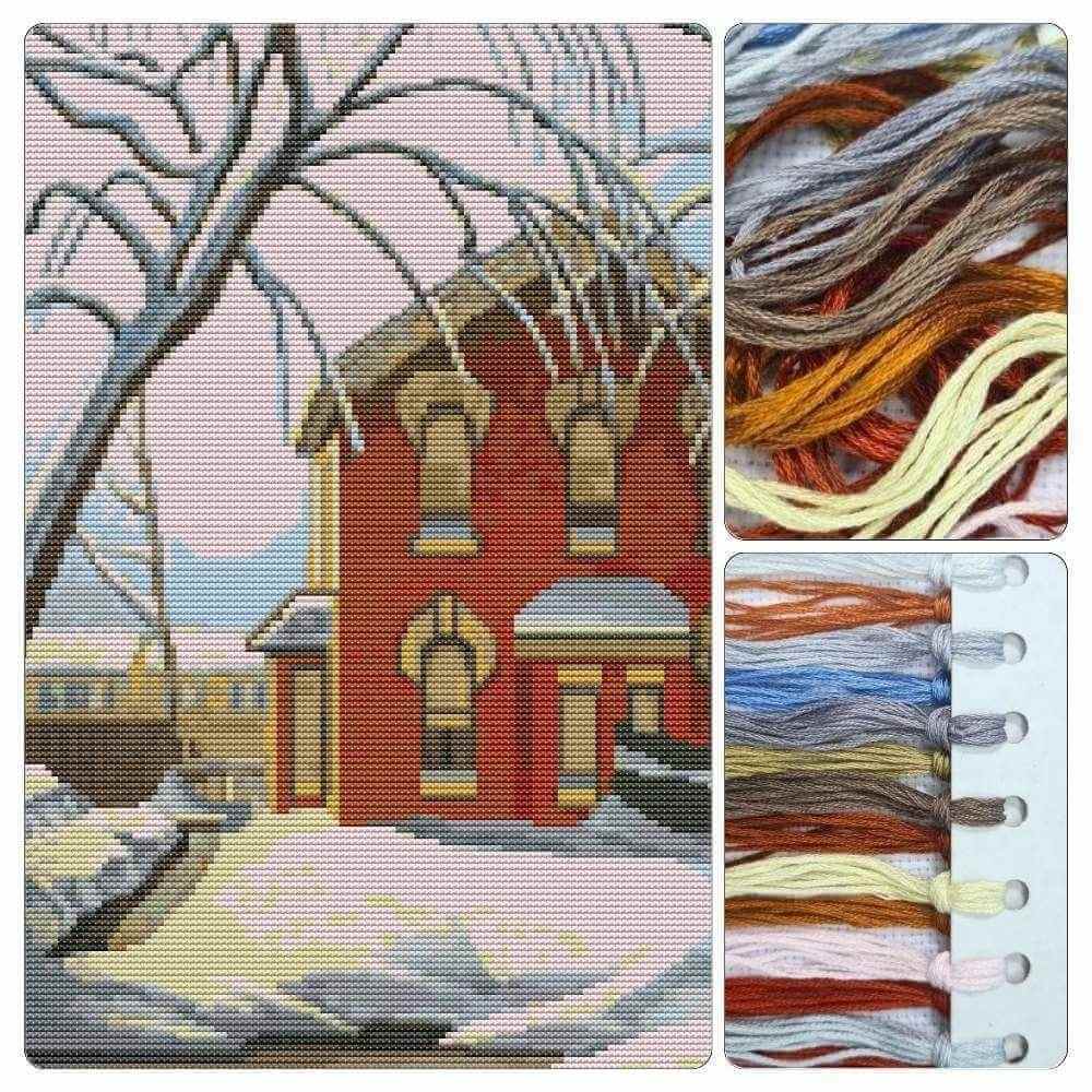 Red House Cross Stitch Kit - Premium Cross Stitch Kit - Lawren Harris