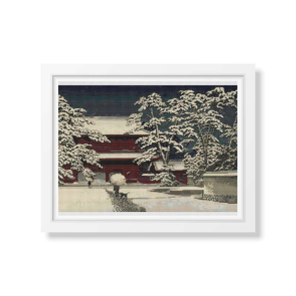 Kamibashi Counted Cross Stitch Pattern Kawase Hasui