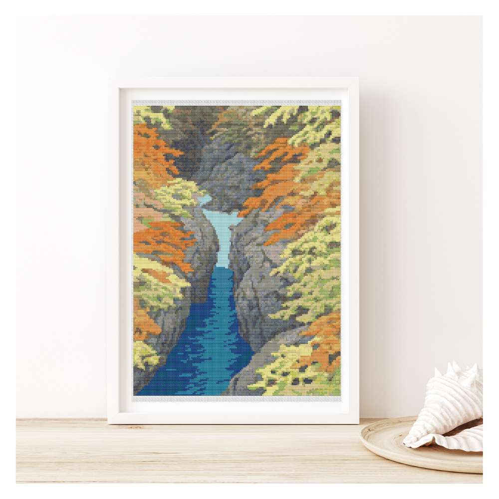 Autumn Counted Cross Stitch Pattern Kawase Hasui