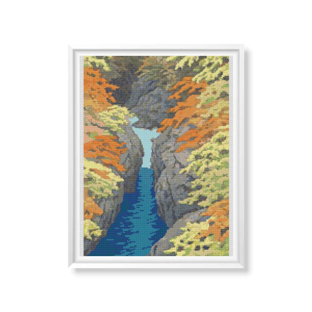 Autumn Counted Cross Stitch Pattern Kawase Hasui