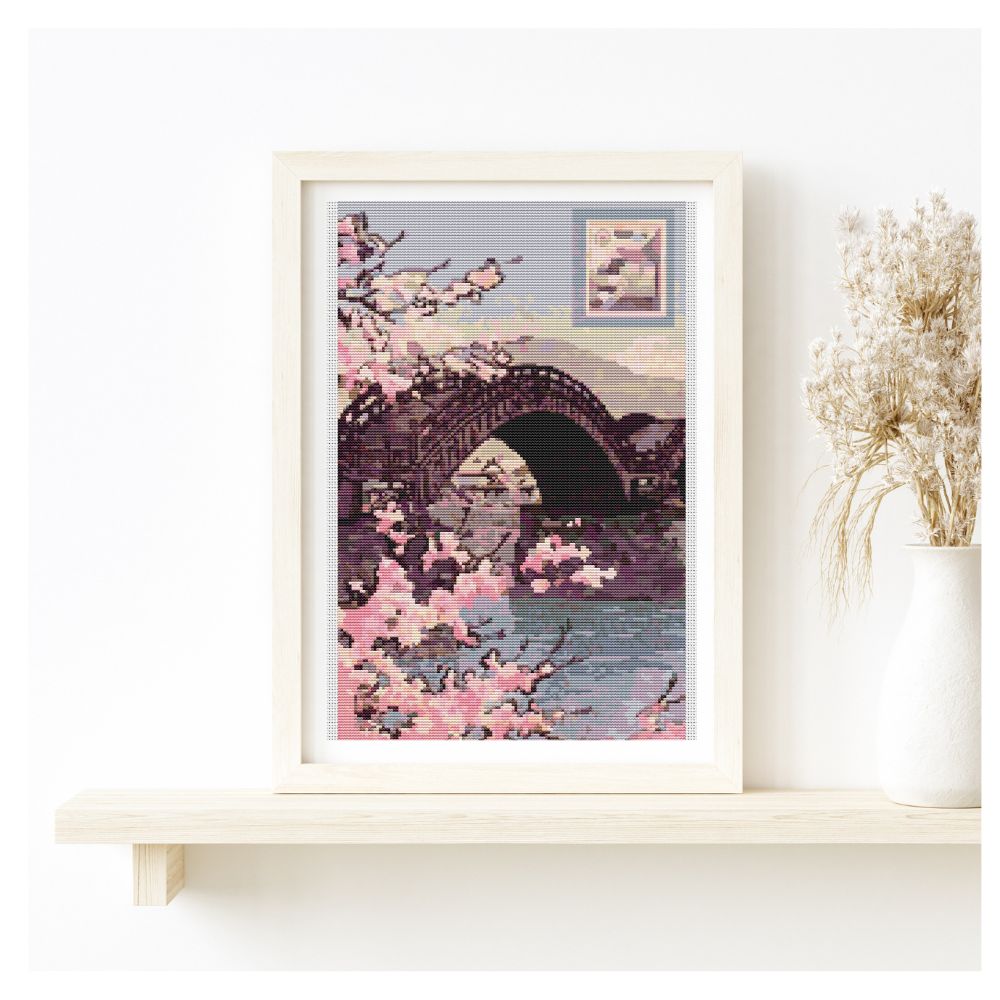 Stamp Counted Cross Stitch Kit Kawase Hasui