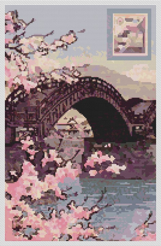 Stamp Counted Cross Stitch Kit Kawase Hasui