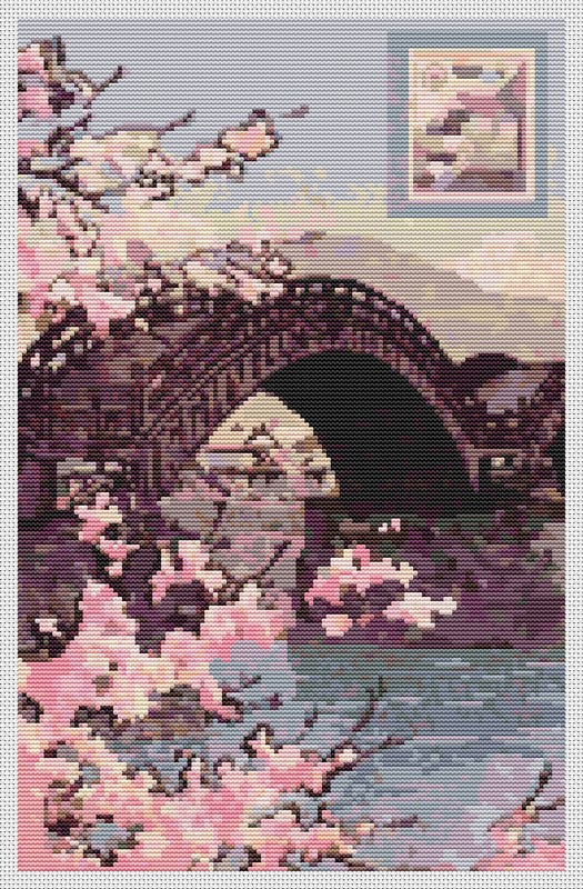 Stamp Counted Cross Stitch Pattern Kawase Hasui