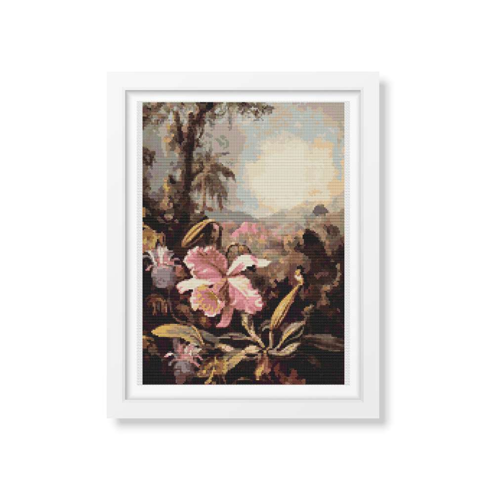 Orchids and Passion Flowers Counted Cross Stitch Pattern Martin Johnson Heade