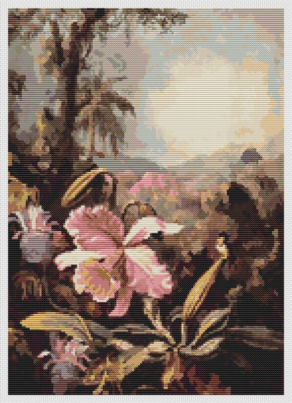 Orchids and Passion Flowers Counted Cross Stitch Pattern Martin Johnson Heade