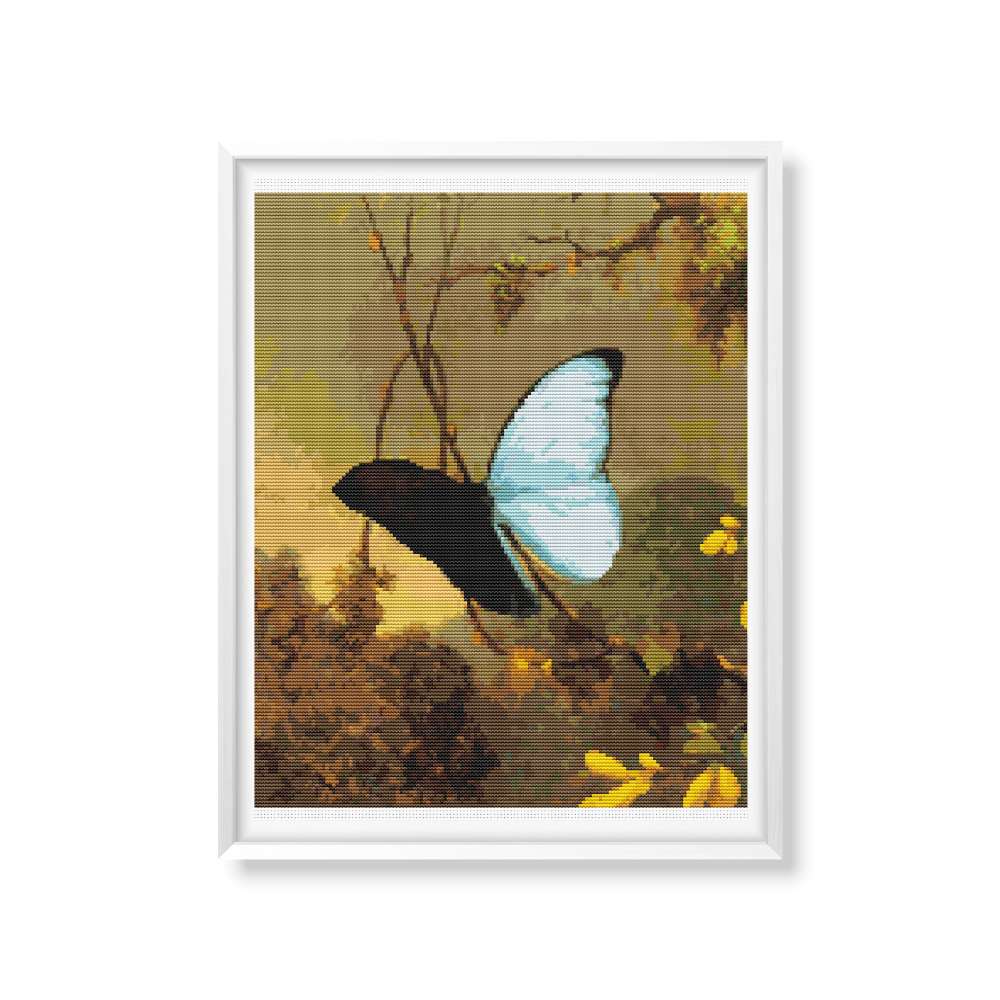 Blue Morpho Butterfly Counted Cross Stitch Pattern Martin Johnson Heade