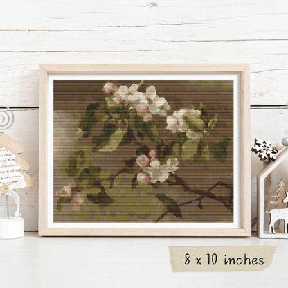 Hummingbird And Apple Blossoms Cross Stitch Kit - Premium Cross Stitch Kit - Martin Johnson Heade