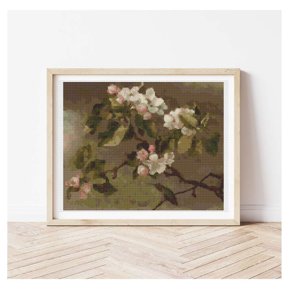 Hummingbird And Apple Blossoms Counted Cross Stitch Pattern Martin Johnson Heade