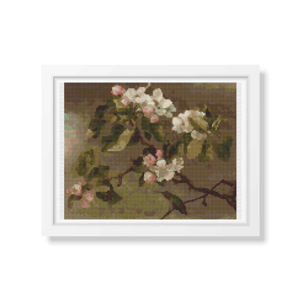 Hummingbird And Apple Blossoms Counted Cross Stitch Pattern Martin Johnson Heade